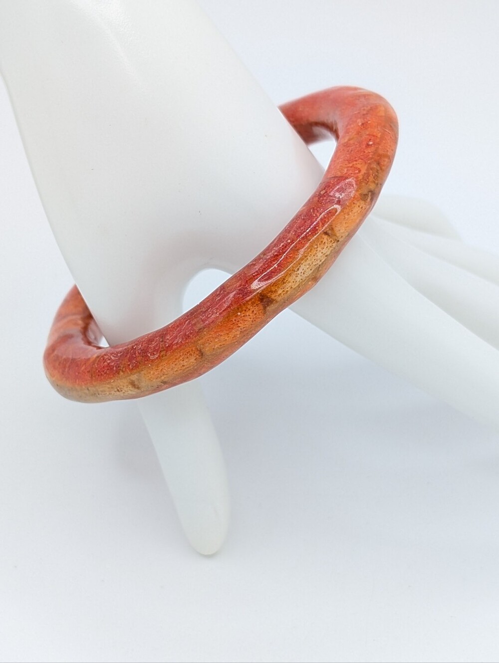 Genuine Apple Sponge Coral Bangle Bracelet 7.5"